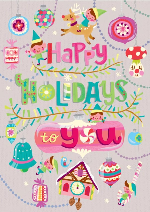 elf retro Christmas Card 24352 created by Jill Howarth