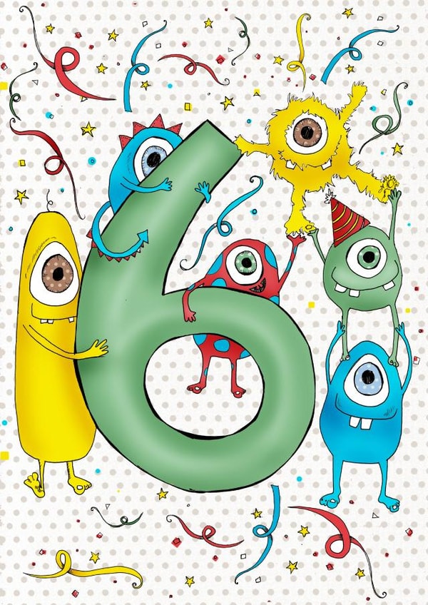 Happy 6th Birthday Monster,  illustrated by Amy Cockcroft created by Ryland Studios
