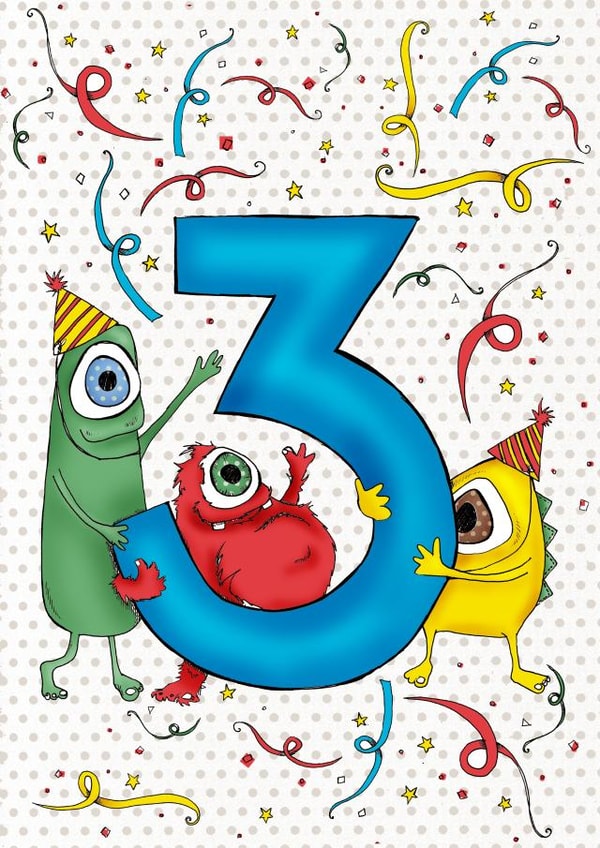 Happy 3rd Birthday Monster, illustrated by Amy Cockcroft created by Ryland Studios