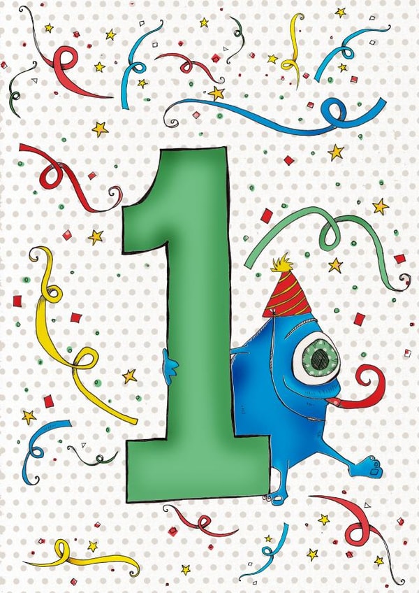 Happy 1st Birthday Monster, illustrated by Amy Cockcroft created by Ryland Studios