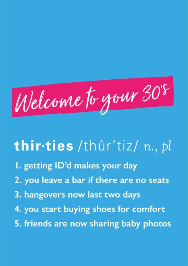 Thirties definition Birthday Card created by Poppy Lane