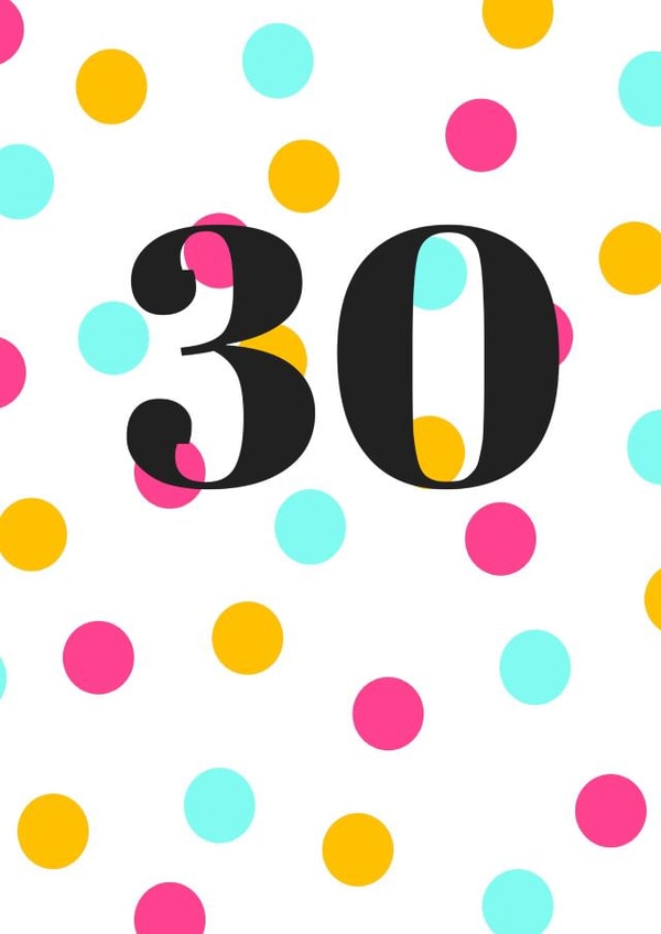 Dotty 30th birthday card created by Little Red Apple