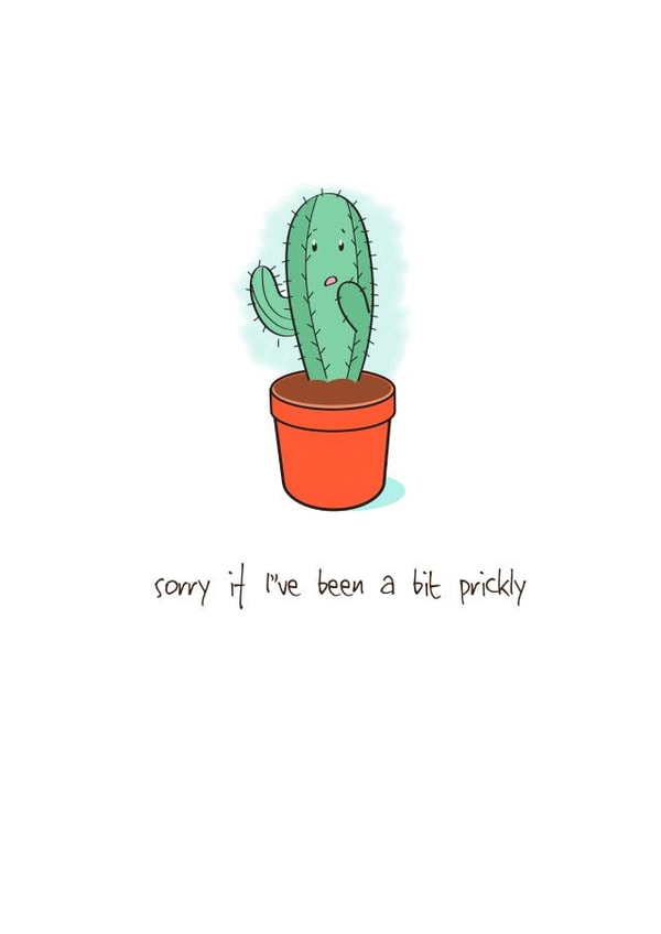 Prickly cactus sorry card created by Jon Higham