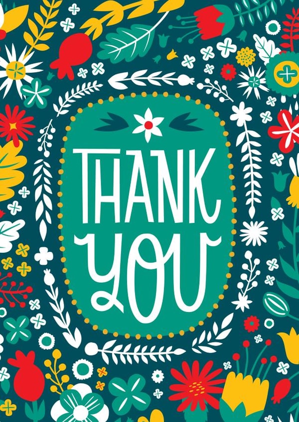 Pretty Thank You Card - Colorful Flowers - Thank You created by Kay Wolfersperger