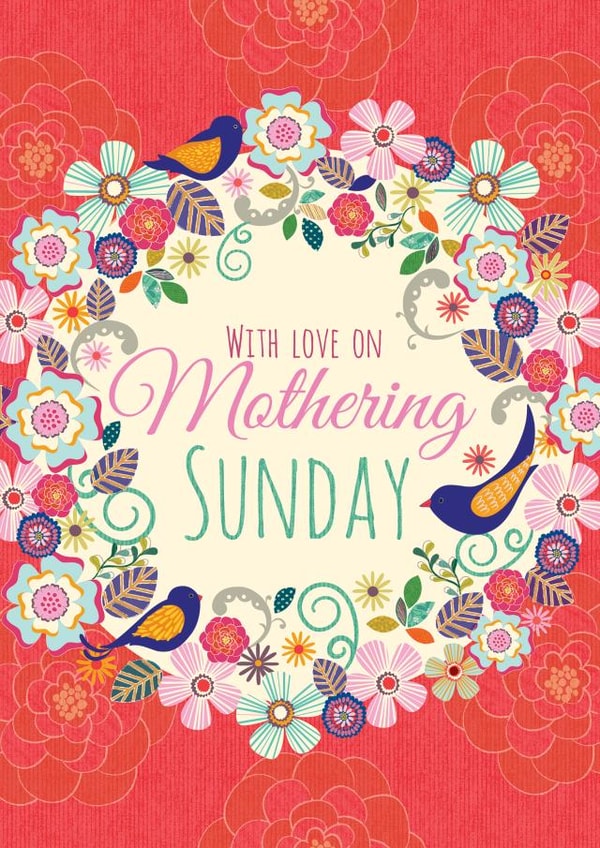 Classic Mothers Day Card - Mum - Wreath - With Love On Mothering Sunday created by Laura Darrington Design Ltd.