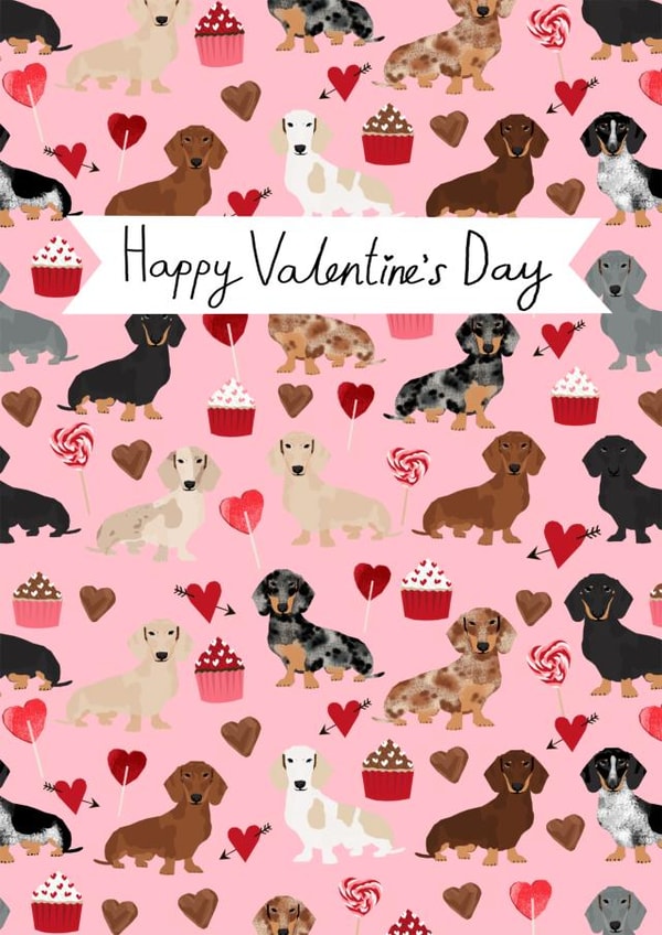doxie dachshund Valentines Day Card 2262 created by Pet Friendly