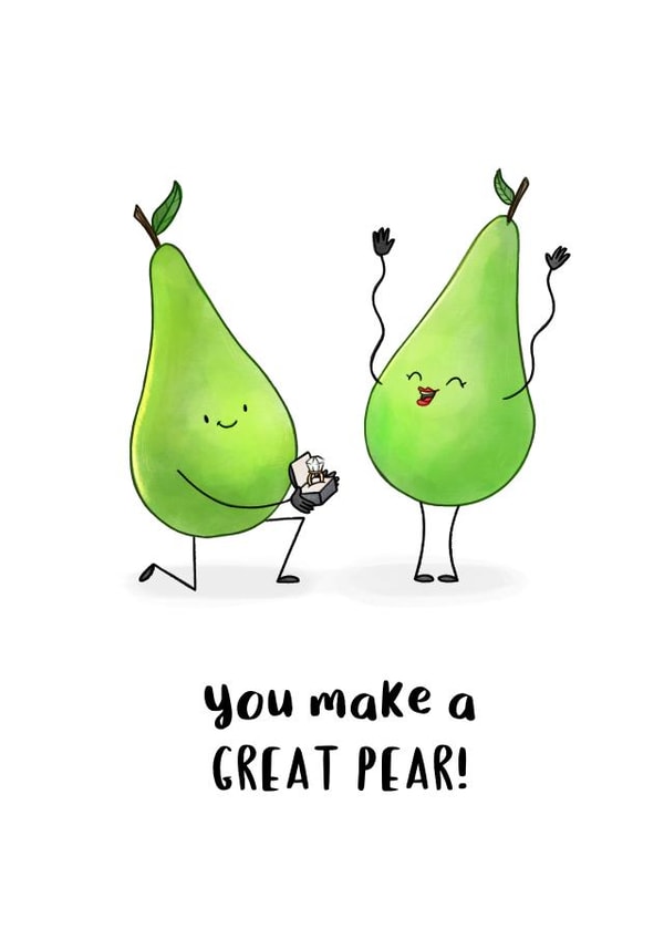 You great pear engagement card created by Easel & Bear