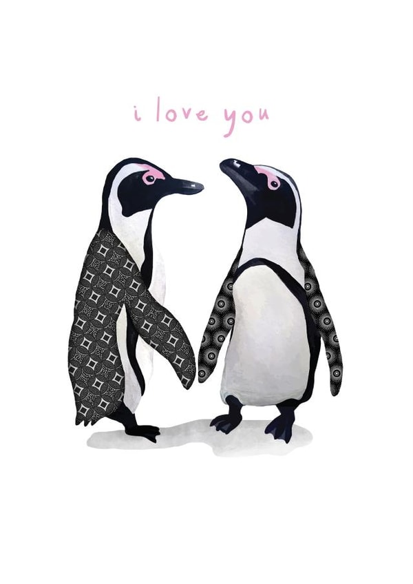 penguin valentines Valentines Day Card 22584 created by Kristy le Voy