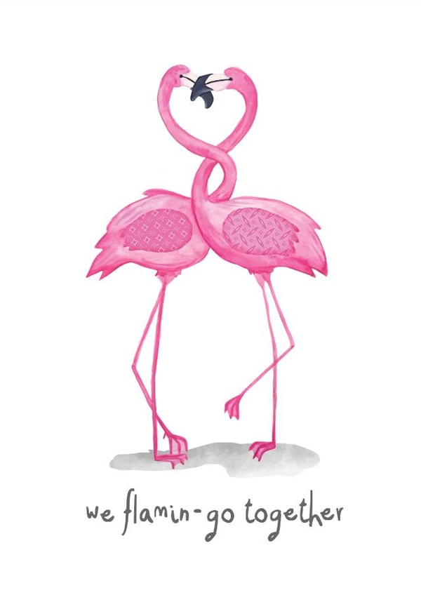 valentines flamingo Valentines Day Card 22585 created by Kristy le Voy