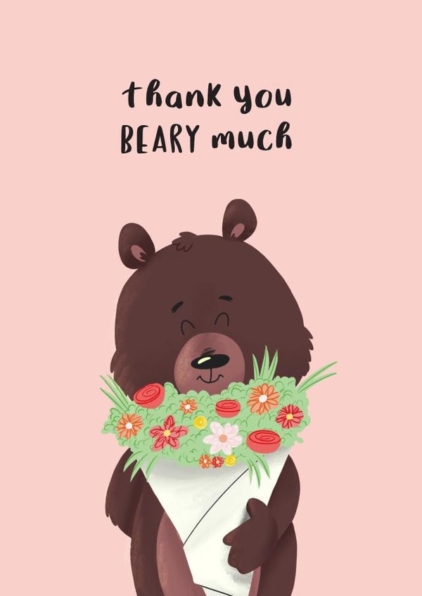 bear thanks Thank You Card 1291 created by Easel & Bear