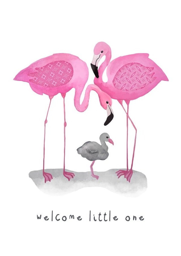 Baby flamingo New Baby Card 1095 created by Kristy le Voy
