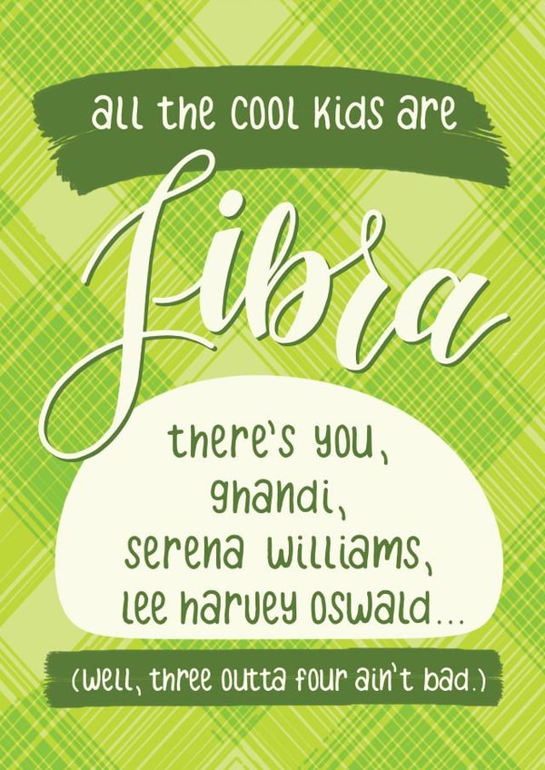 libra zodiac Birthday Card 4606 created by PaperFreckles