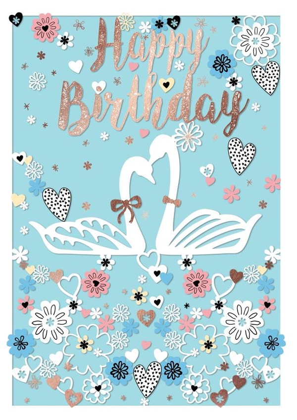 Classic Birthday Card - For Her - Swans created by michael cheung