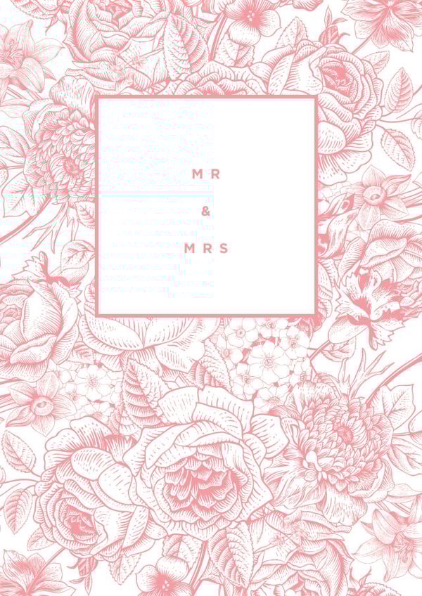 Pink floral MR & MRS wedding day card created by Megan Claire