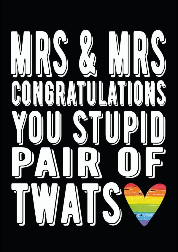 MRS & MRS rainbow wedding card created by Filthy Sentiments