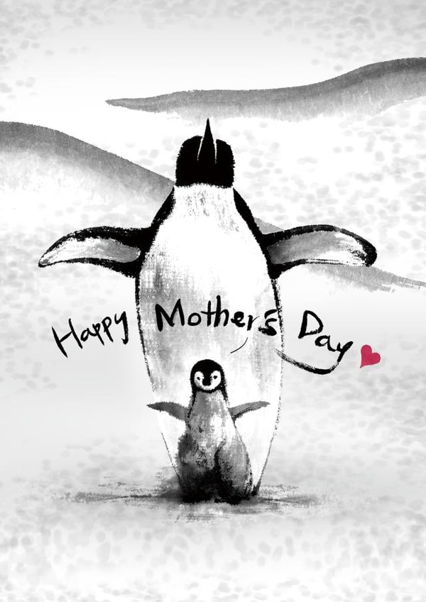 Mum Penguin Mothers Day Card 1500 created by Happy Nut Creations