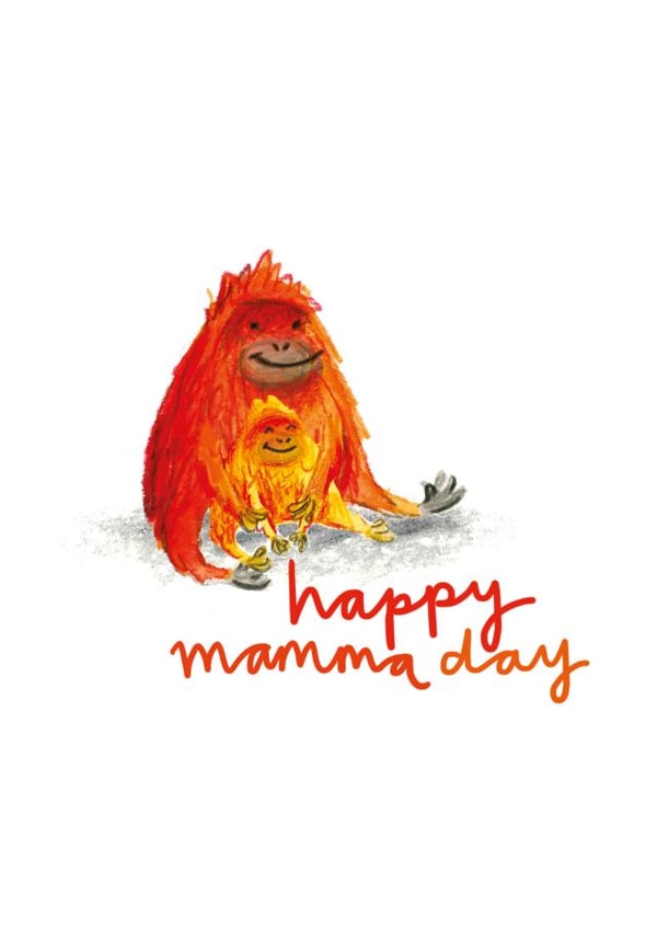 Cute Mothers Day Card - Mumma - Orangutan - Happy Mamma Day created by Odd Socks