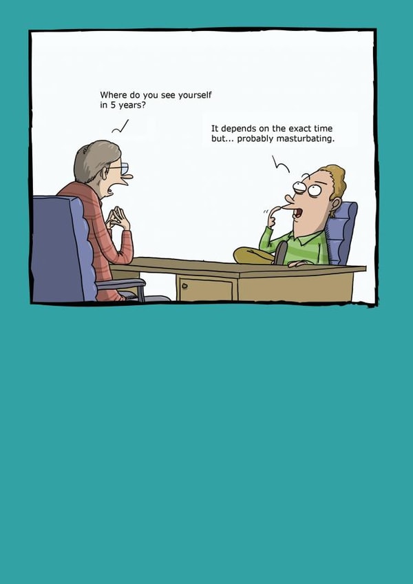 Funny Birthday Card - Five Year Plan - Masturbating created by Redback Cards