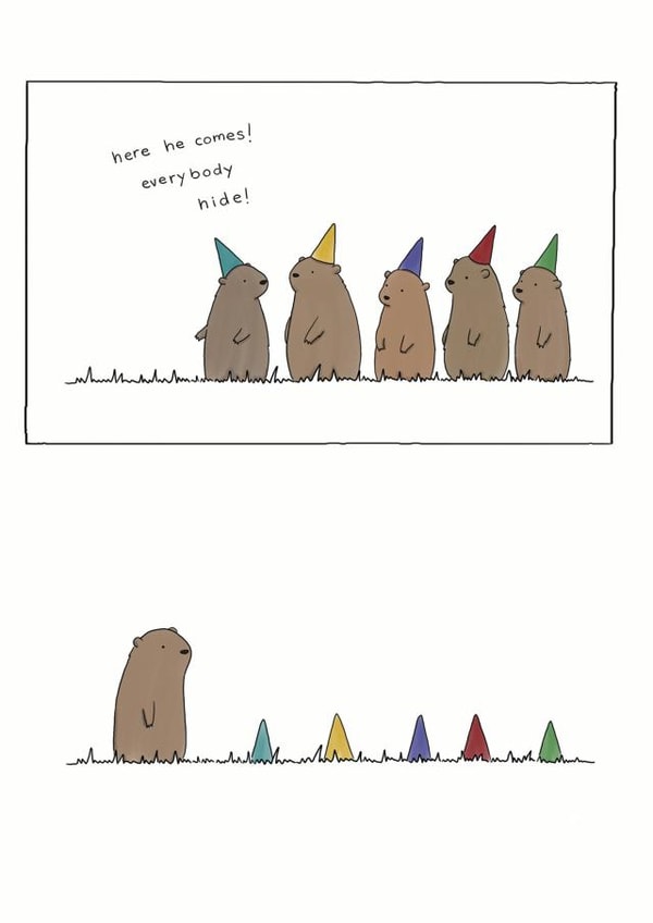 Cute Birthday Card - Party Hats - Everybody Hide! created by Redback Cards