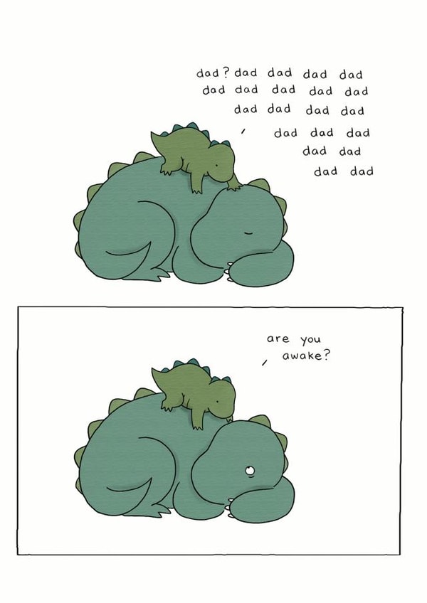 Are you awake dinosaur Father's Day card created by Redback Cards