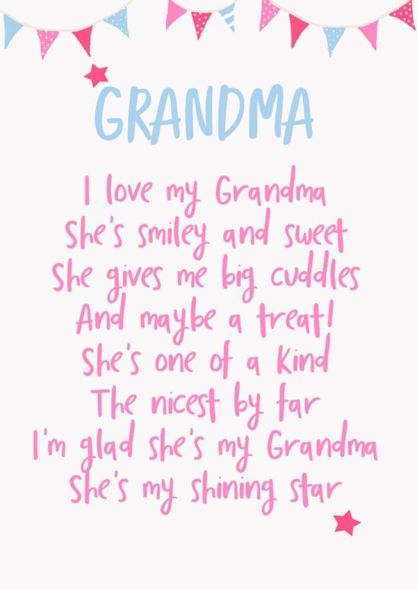 Cute Birthday Card - Grandma - Poem - I Love My Grandma She's Smiley And Sweet created by Giddy Kipper