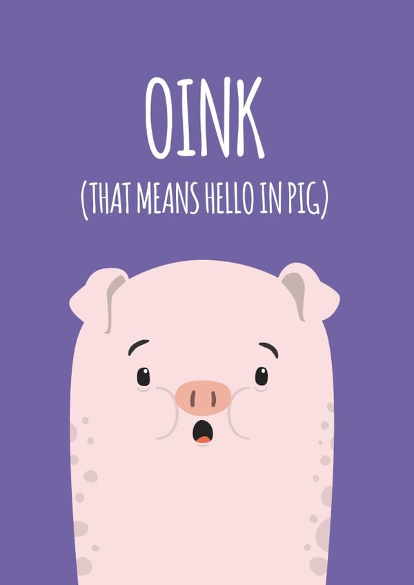 cute pig Just because Card 8486 created by Coffee + Unicorns