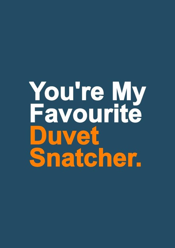 Funny Typography Valentines Day Card / Anniversary Card - Duvet Snatcher - You're My Favourite Duvet Snatcher created by Redrakoon