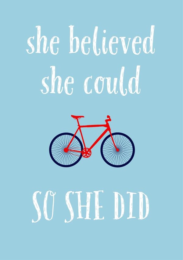 cyclist Typographic Just because Card 30963 created by Rudi & Co.