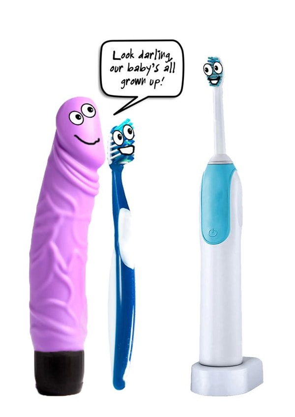 All grown up electric toothbrush card created by Go La La!