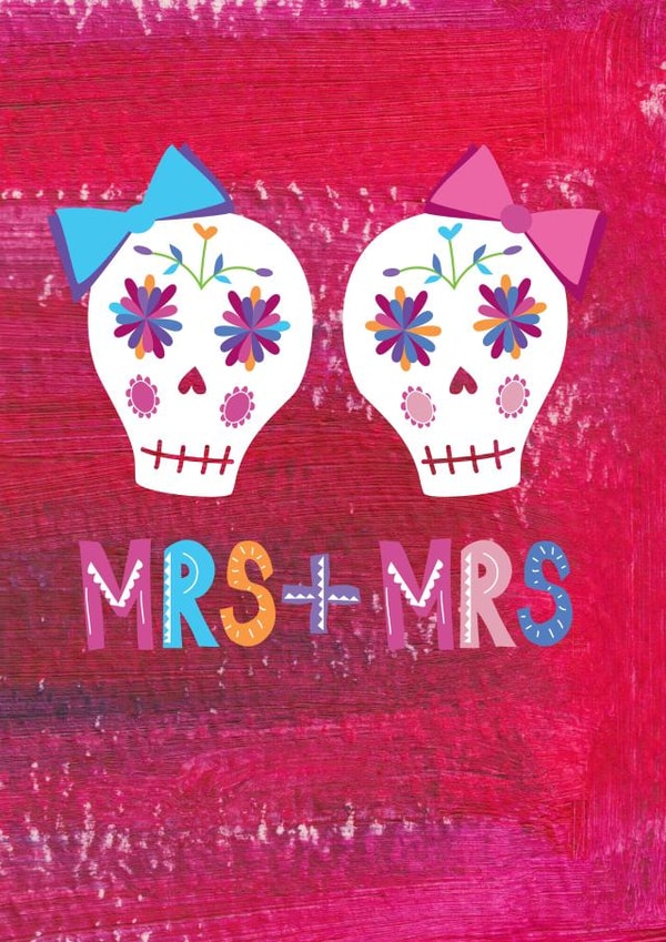Mrs & Mrs - Skeleton themed wedding card created by Double Thumbs Up!