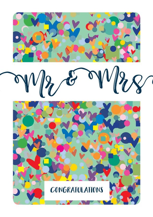 Pretty Confetti Wedding Card - Mr & Mrs Congratulations created by Spotty N Stripy