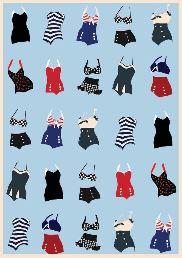 1950s swimwear Birthday Card 31458 created by Kerry Brooks