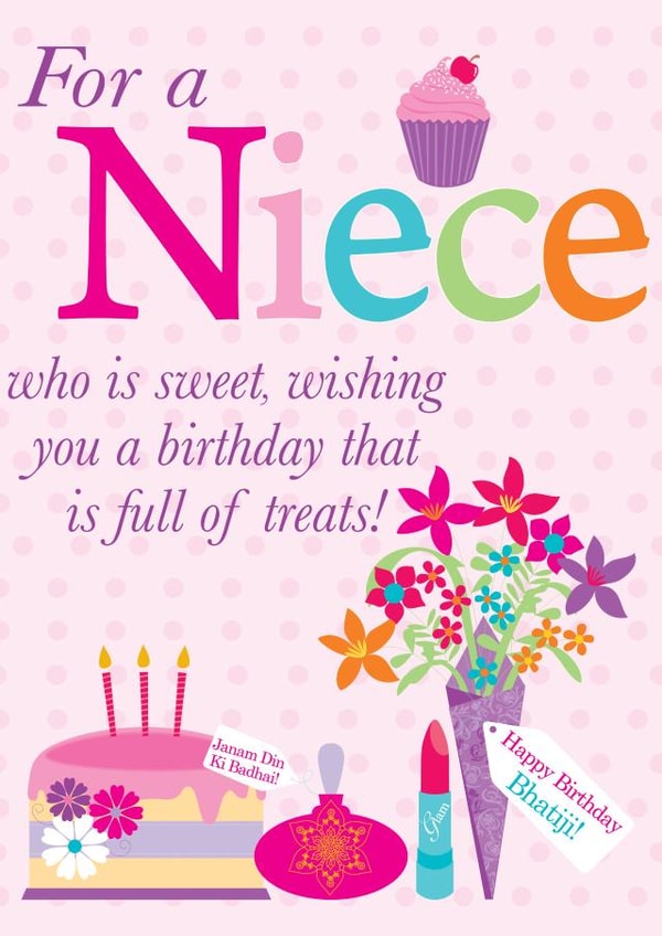 bhatiji Niece  Birthday Card 8838 created by Personalised Celebrations