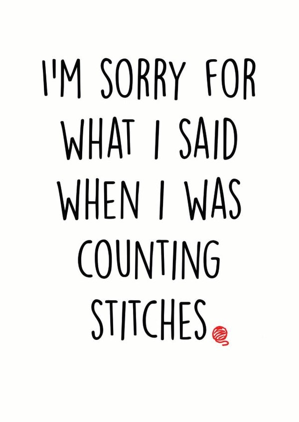 crochet knitting Sorry Card 9148 created by Savage Scribbles