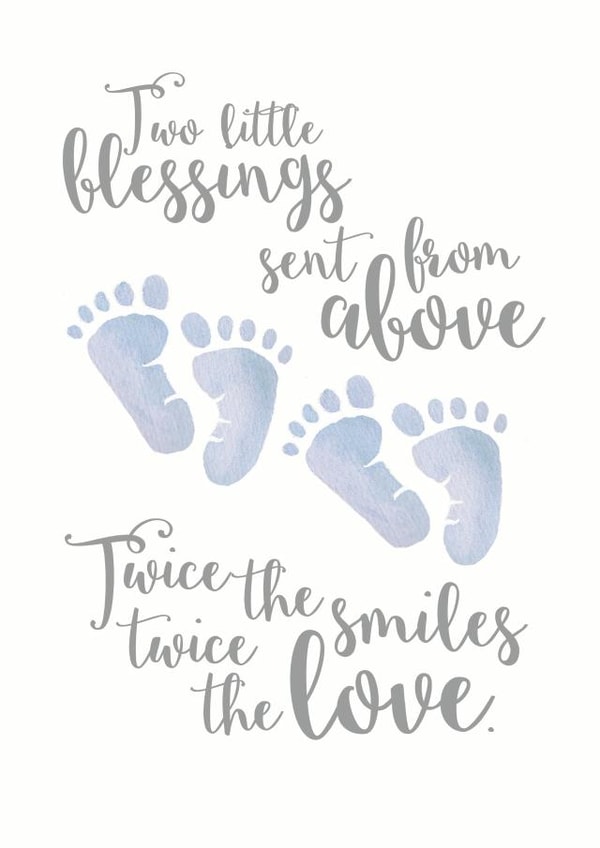 twins boys New Baby Card 8875 created by Duckduckle Design