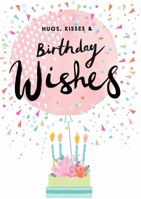 Classic Birthday Card - Hugs And Kisses - Cake - Balloon created by Louise Tiler