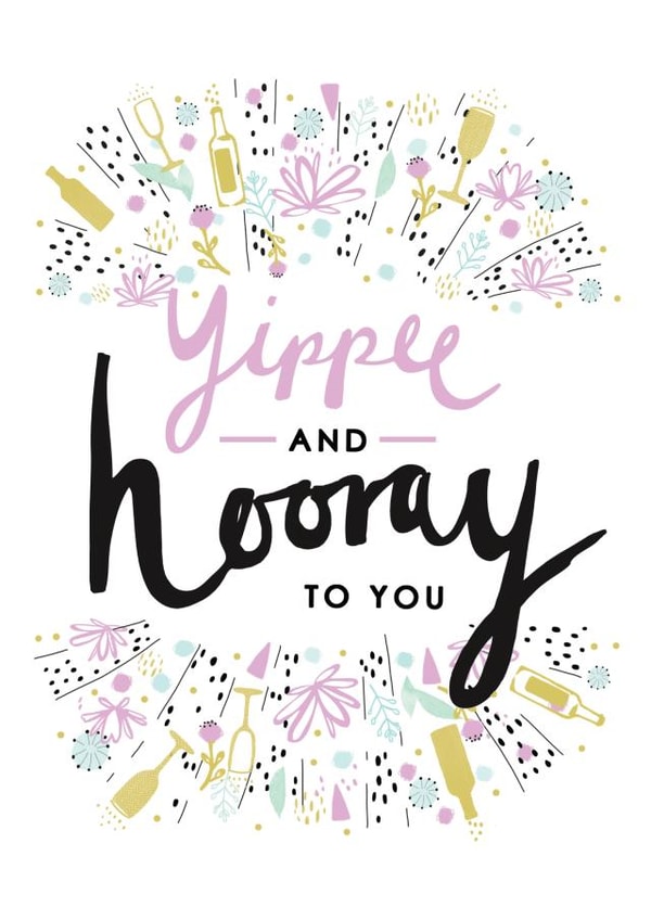 Pretty Congratulations Card - Yippee - Hooray - Champagne Fizz created by Louise Tiler