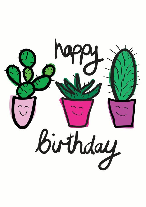 Cute Cactus Happy Birthday Card created by Sweetlove Press