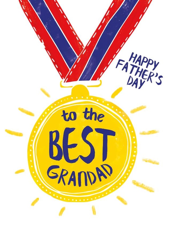 Cute Fathers Day Card - Grandad - Medal - Happy Fathers Day To The Best Grandad created by Ivorymint cards