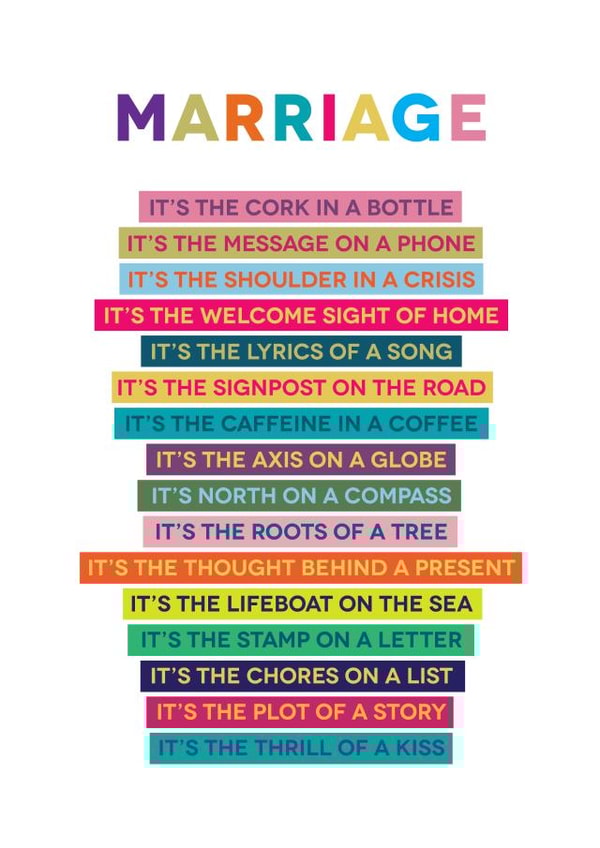 Heartfelt Poem Marriage Anniversary Card / Engagement Card / Wedding Card - Marriage - Poem - It's The Plot Of A Story It's The Thrill Of A Kiss created by Joanna Miller