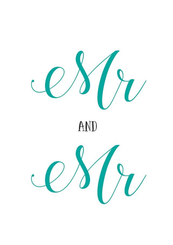 Mr and Mr - Simple calligraphy wedding card created by Russet and Gray