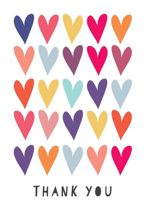 Cute Thank You Cards - Rainbow Hearts created by Russet and Gray
