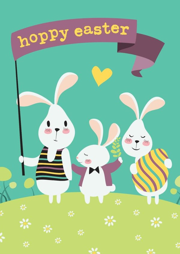 bunny rabbit Easter Card 5941 created by Mrs Best Paper Co.