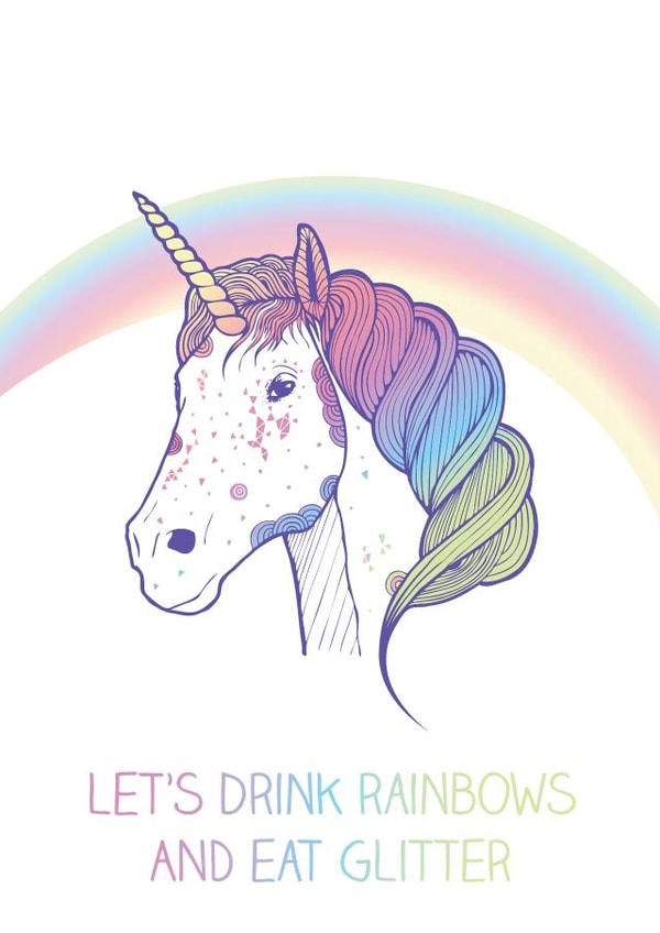 A unicorn drinking buddy created by The Card Compony