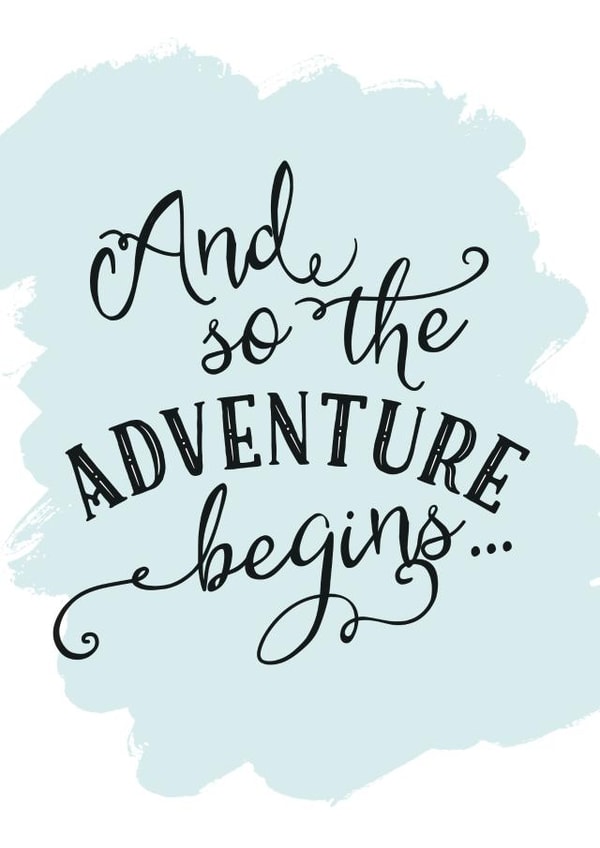 And so the adventure begins card created by Percy & Pearl