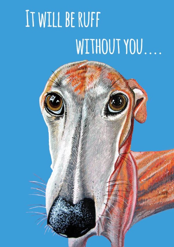 Cute Greyhound Dog Missing You Card for colleague or friend created by sarahcoxartwork