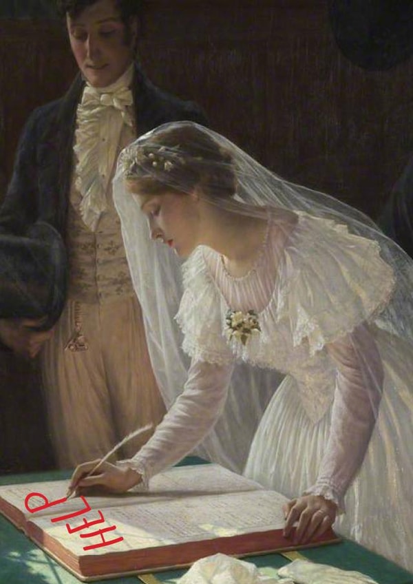 Help - oil painting wedding card created by Frankie Whistle