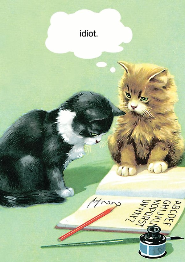 idiot cat Love & Friendship Card 9262 created by © Ladybird Books Ltd 2025