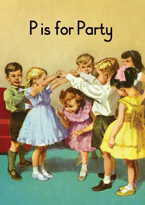 Funny Birthday Card - Vintage - P Is For Party created by © Ladybird Books Ltd 2025