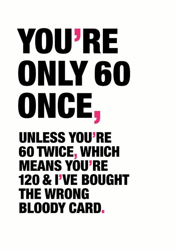 60 age Birthday Card 9428 created by Wordplay Design